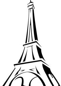 Eiffel Tower In France Line Art Vector Drawing Logo