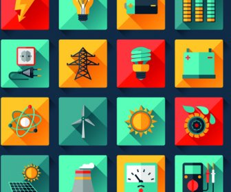 Electricity Icons Creative Vector