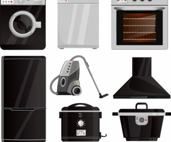 Electronic Devices Icons Modern Household Equipment Sketch