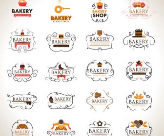 Elegant Bakery Labels Design Elements Vector