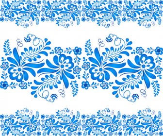 Pola Bunga Biru Yang Elegan Latar Belakang Vektor