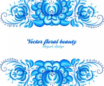 Pola Bunga Biru Yang Elegan Latar Belakang Vektor