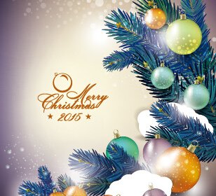Elegant Christmas Colored Baubles Background Art