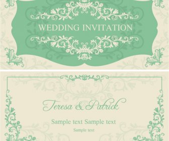 Cartoes De Convite De Casamento Decorativos Florais Elegantes Vector
