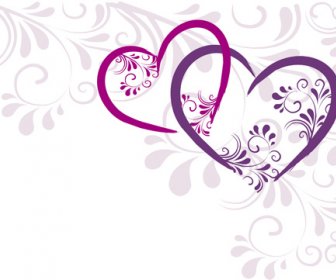 Elegant Heart With Floral Background Vector
