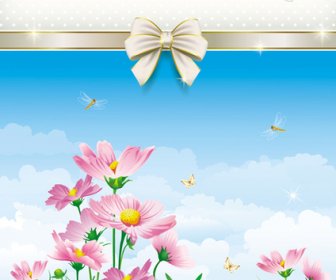Elegant Meadow With Flowers Art Background Vector
