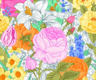 Elegant Retro Floral Vector Seamless Pattern