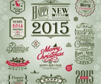 Elegant15 Weihnachten Und Neujahr Etiketten Entwerfen
