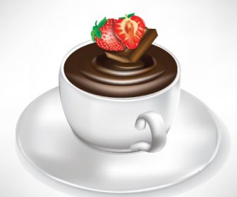 элементы чашка кофе и горячий шоколад векторный набор 3