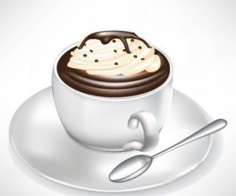 элементы чашка кофе и горячий шоколад векторный набор 4
