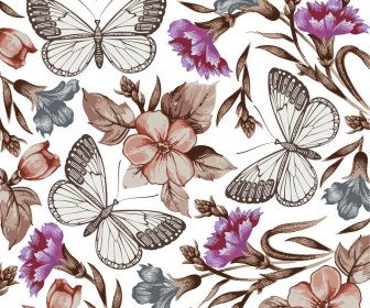Elements Of Butterfly8 Flower Vector