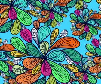 Elements Of Colorful Floral Seamless Pattern Design Vector