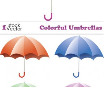 Elements Of Colorful Umbrellas Vector