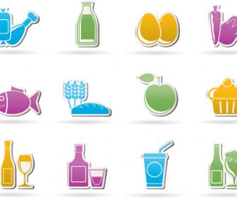 Elements Of Food Icons Set