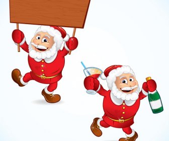 Elements Of Funny Santa Design Vector Graphics