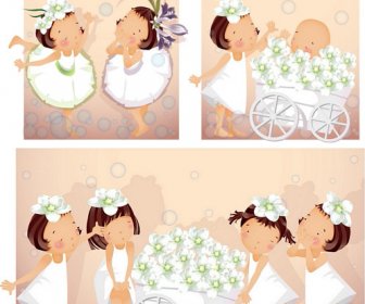 unsur-unsur utama gadis bunga putih vektor