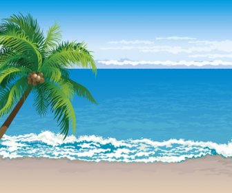 熱帶海灘背景向量藝術元素