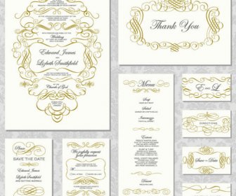 Elements Of Vintage Lace Cards Vector