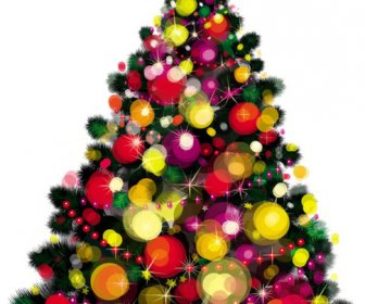 Elements Of Vivid Christmas Tree With Ornaments