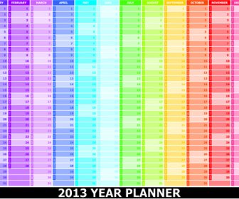 元素 Of13 年規劃器日曆設計向量
