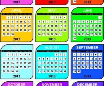 元素 Of13 年規劃器日曆設計向量