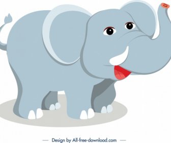 Ikona Kreskówka Projekt Symbol Słoń Zwierzę ładny