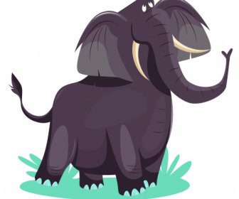 Elefanten-ikone Niedliche Cartoon-skizze Farbiges Design