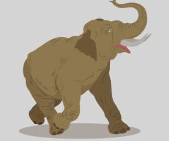 Icono De Elefante Dinámico Dibujado A Mano Boceto Retro Diseño