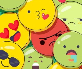 Emoticon Background Colorful Emotional Circles Decor