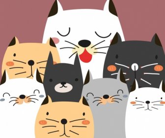 Latar Belakang Emoticon Lucu Kucing Ikon Dekorasi