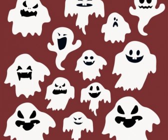 Emoticon Fundo Engraçado Fantasma Rosto ícones