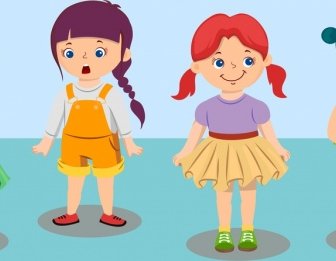 Emoticon Hintergrund Kleine Mädchen-Symbol-Comic-Figuren