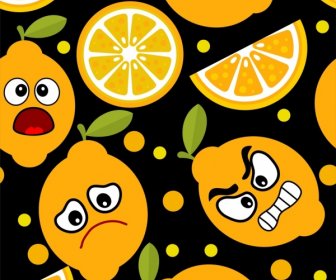émoticône Fond Orange Fruits Icônes Stylisé Design