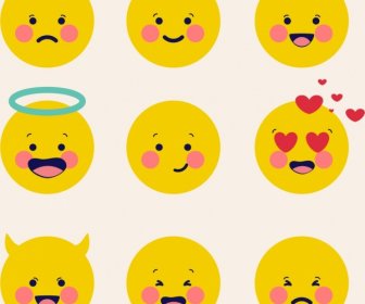 emoticon collection cute yellow circles design