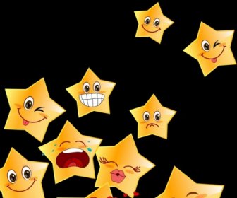 Emoticon Coleção Bonito Amarelo Estrela ícones
