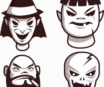 emoticon collection frightening faces design