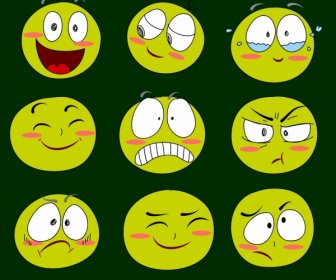 emoticon collection funny facials green circles