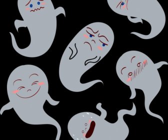 Emoticon Collection Ghost Icons Funny Design