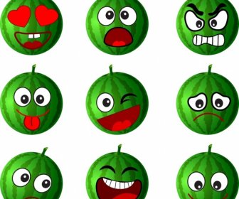 Emoticon Collection Green Water Melon Icons