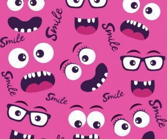 Emotion Faces Background Funny Design Various Emoticon