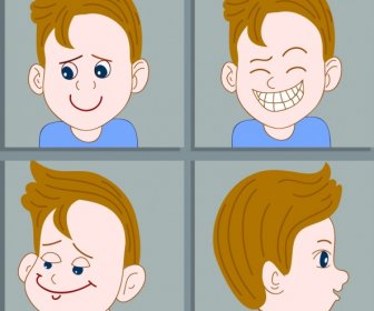 Emotionale Avatare Junge Symbole Niedlichen Cartoon Charakter