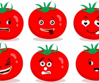 Wajah Emosional Ikon Merah Tomat Dekorasi