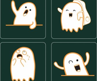 Emotional Icons Collection Cute White Ghost Decoration
