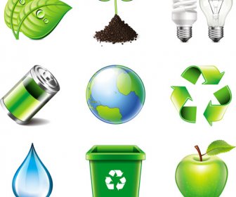 Energy Saving With Eco Icons Vector