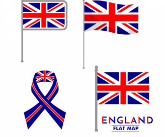 Bandeiras Da Inglaterra Elementos De Design Elegante Esboço Plano Moderno