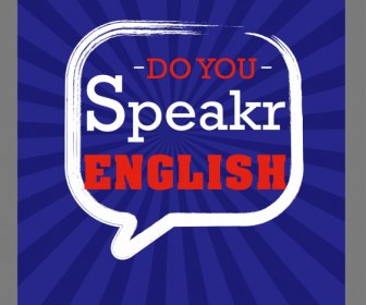 English Education Banner Flat Texts Speech Bubbles Decor