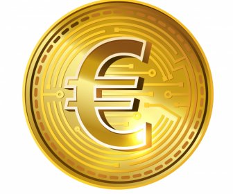 Enjin Digital Coin Sign Icon Shiny Golden Circle Design
