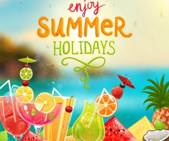 Genießen Sie Tropische Sommer Urlaub Hintergründe-Vektor