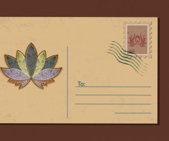 Envelope Cover Template Lotus Icon Decoration