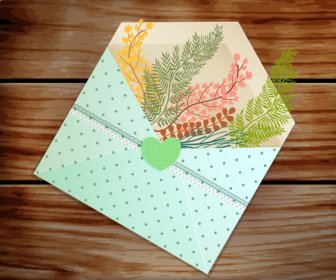 Modelo De Envelope Capa Cartão Postal Colorido Folhas Decoração
